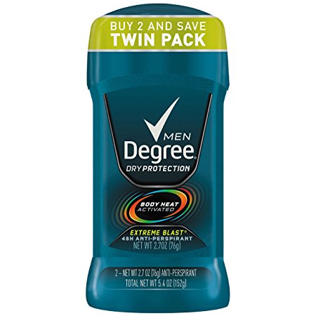 Degree Men Dry Protection Antiperspirant, Extreme Blast 2.7 oz, Twin Pack
