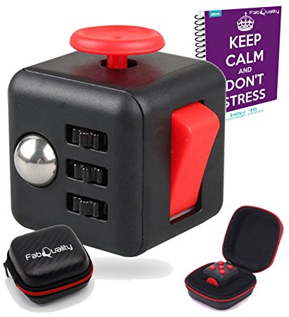 FabQuality Cube Anxiety Attention Toy With BONUS CASE   eBook Included - Relieves Stress And Anxiety And Relax for Children and Adults BONUS EBOOK is sent by email