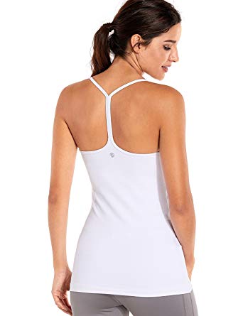 CRZ YOGA Women's Compression Built in Bra Camisole Long Workouts Tank Tops