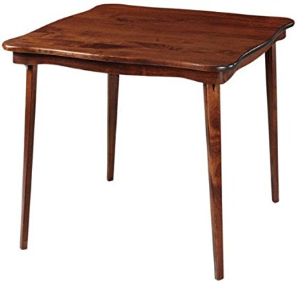 Scalloped Edge Wood Folding Card Table in Cherry Finish