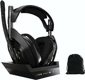 ASTRO Gaming A50 Wireless Gaming Headset with Base Station Gen 4, Xbox Headset Wireless - Compatible with Xbox Series X|S, Xbox One, PC, Mac - Black/Gold, Bulk Packaging, Includes Storage Pouch