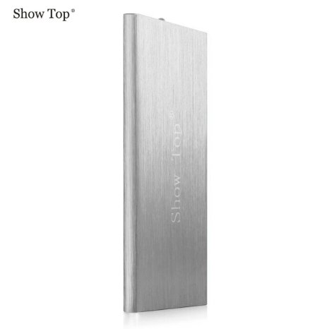 ShowTop® 10000mah Universal Ultra Compact Portable Battery External Battery Pack Portable Charger Power Bank for Smart Phone (Silver)