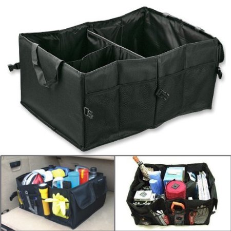 Marrywindix Multipurpose Black Oxford Fabric Foldable Car Cargo Storage Case for Travel Vacation Camping