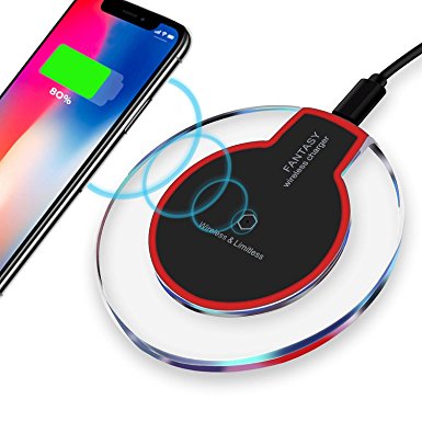 Roxiza Wireless Charger, Wireless Charging Pad Station for iPhone X/8/8 Plus and Samsung Galaxy Note 8 S8 S8 Plus S7 S7 Edge Note 5 S6 Edge Plus - Updated Version (Black)