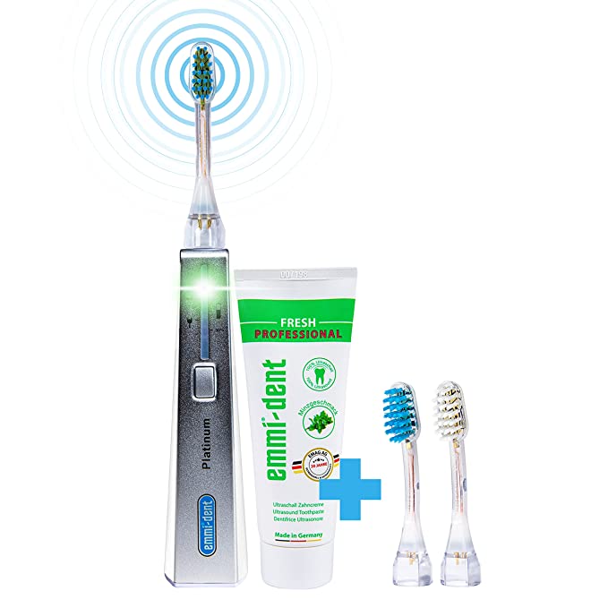 Emmi-dent Ultrasound Platinum Nature Fresh. Touchless Cleaning for Sensitive Teeth and Gums. Cleans with 100% Ultrasound Technology. No Abrasion, No Brushing, No Damage, Pain Free. Rechargeable.