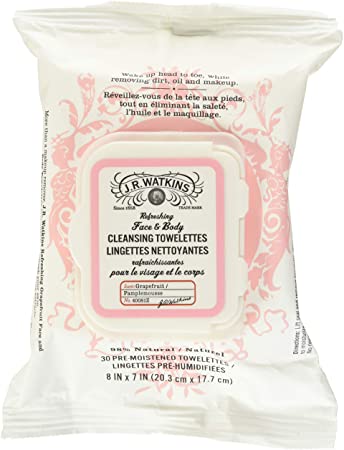 J.R. Watkins Grapefruit Face & Body Cleansing Towelettes, 30 count