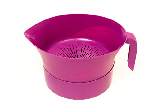 Purple Kitchen Strainer Set Plastic 3 Pc High Quality Colander Storage Bowl with Handle (Purple)