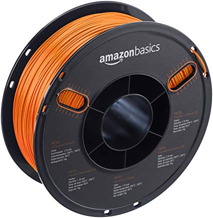 AmazonBasics PETG 3D Printer Filament, 1.75mm, Orange, 1 kg Spool