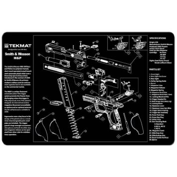 TekMat 11-Inch X 17-Inch Handgun Cleaning Mat with Smith and Wesson MandP Imprint, Black