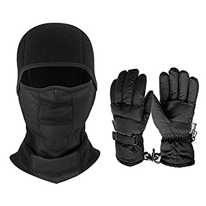 Balaclava - Windproof Ski Mask and Gloves for Snowboarding - Ultimate Thermal Retention in Outdoors Super Comfortable Hypo-allergenic Moisture Wicking