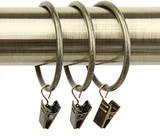 Rod Desyne 2 inch Curtain Rings w/Clip, Antique Brass