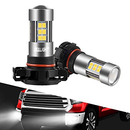 5202 LED Fog Lights Bulbs 2504/H16 TYPE 1(European Type, Not for Japan Vehicle)/PSX24W/9009 SEALIGHT Xenon White 6000K, 27 SMD