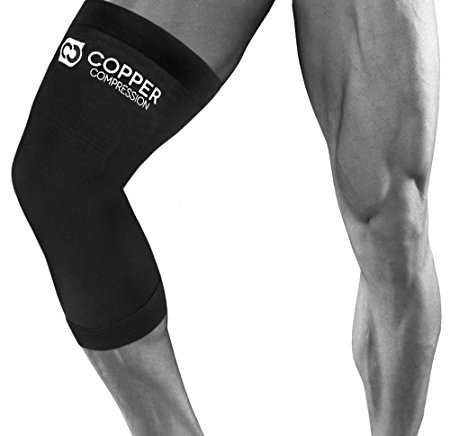 Copper Compression Recovery Knee Sleeve, #1 GUARANTEED Highest Copper Content With Infused Fit! Best Knee Support Brace For Men And Women. Wear Anywhere (XL)