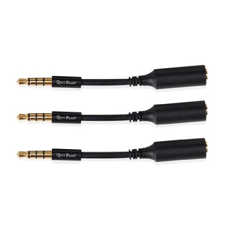 3x 3.5mm Male to 3.5mm Female Extension Cable Headset Audio Jack Extender Adapter for Battery Charger Case, iPhone 6S, 6S Plus