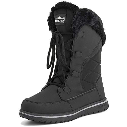 Polar Products Womens Warm Duck Winter Rain Fleece Snow Waterproof Mid Calf Boots