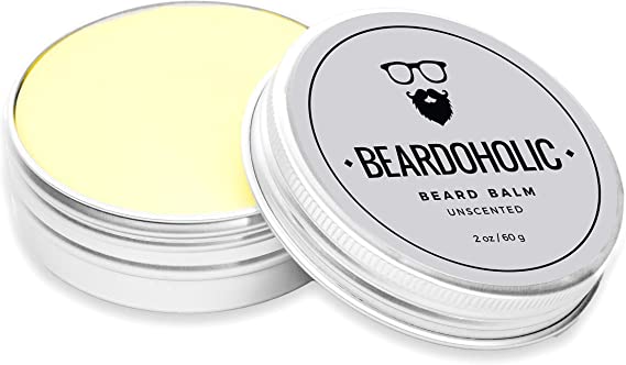Beardoholic Beard Balm – 100% Natural with Strong Hold That Lasts All Day - Shapes and Styles Beard with Ease – Eliminate Beard Itch and Dandruff –Unscented, 2 oz or 60 g Size of Container