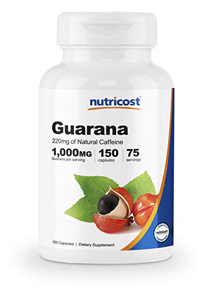 Nutricost Guarana 1000mg, 150 Veggie Capsules - Natural Herbal Brazilian Caffeine Energizer Supplement