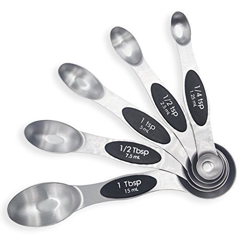 Measuring Spoon Set,Koolife 5-Piece 18/8 Stainless Steel Home Magnetic Measuring Spoon,Measuring Dry and Liquid Ingredients.