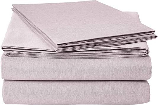 AmazonBasics Chambray Sheet Set - Queen, Purple Dusk