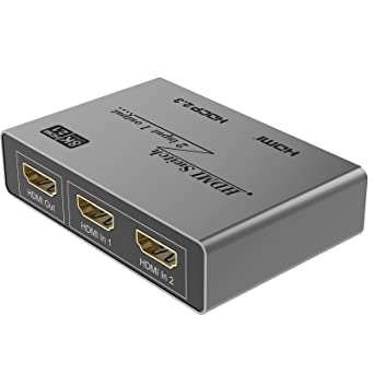 HDMI Switch 2 in 1 Out, 8K@60Hz, Support 4K, HDCP2.3, 3D for Projector, Xbox, PS5/4/3