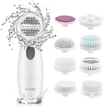 Frcolor Facial and Body Cleansing Brush Professional Waterproof Electric Face Brush for Gentle Exfoliation and Deep Scrubbing Cleaning with 8 Brush Heads