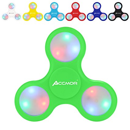 Fidget Hand Finger Spinner, Accmor EDC Toys with Battery Replaceable LED Lights Helps Stress Reducer Relieves ADHD Anxiety for Kids & Adults