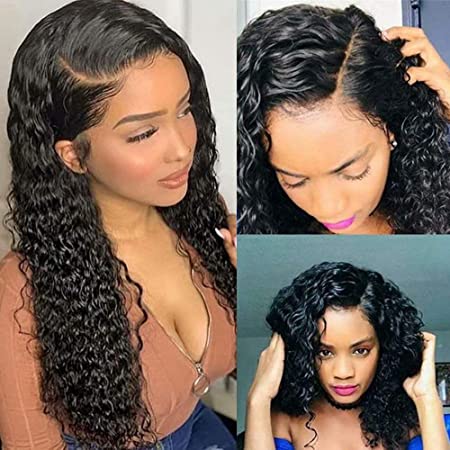 Perstar Lace Front Wig Human Hair Water Wave Wig Unprocessed Human Hair Wigs For Black Women Curly Human Hair Wig Brazilian Hair Wavy Wig 13x4 Lace Frontal Pre Plucked Lace Front Human Black Wig 14"