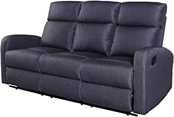 Kingway Recliner Set Fabric Couch Sofas, 3 seat, Gray