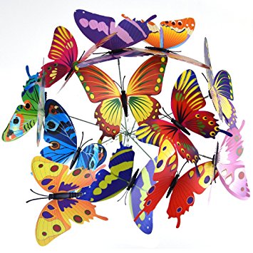Garden Decor, Austor 24 PCS 12CM Butterfly Stakes Garden Ornaments & Patio Decor Party Supplies Decorations for Outdoor Yard