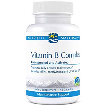 Nordic Naturals Pro Vitamin B Complex-Thiamine, Riboflavin, Niacin, Vitamin B6, Folate, Vitamin B12, Biotin, Pantothenic Acid, Coenzymated Support for Daily Cellular Maintenance*, 45 Capsules