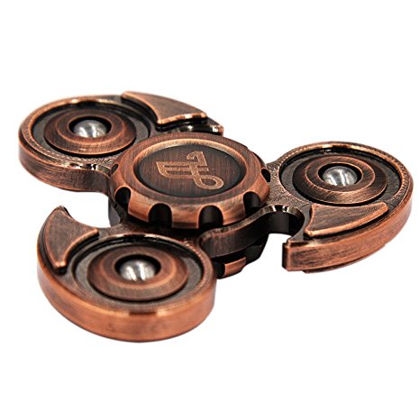 Fidget Spinner Metal, Alquar Ancient Eagle Pure Copper Tri Hand Spinner, Customized Professional Spinner Bearing Quiet Smooth Spin, Luxury Wooden GiftBox Set