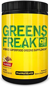 PHARMAFREAK - Greens Freak - 262G - USA - VC - Powder - Hybrid SUPERFOOD Greens Supplement - Vanilla Chai - Designed for Athletes and Lifters