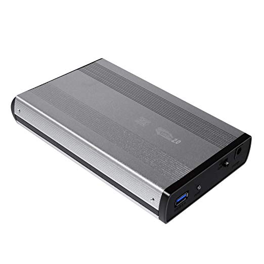 3.5 inch HDD External Case USB 3.0/USB 2.0 to SATA External 3.5 Hard Drive Enclosure Disk for 3.5 SATA HDD External Storage Box with Aluminum Case (USB2.0-Silver)