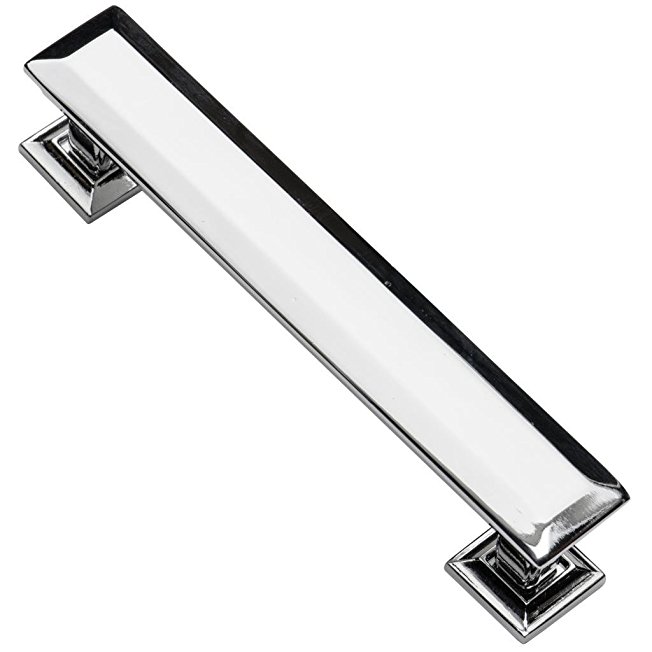 Southern Hills Cabinet Pull Polished Chrome, 4 Inch Screw Spacing, Beveled Handles, Pack of 5, Modern Cabinet Hardware