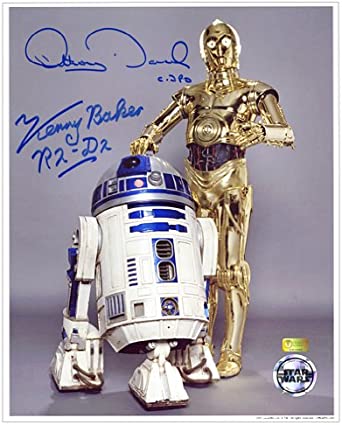 Kenny Baker and Anthony Daniels Autographed 8x10 R2-D2 and C-3PO Studio Photo