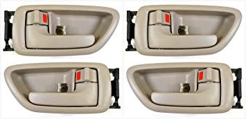 Eynpire 8088 Interior Inside Front / Rear Left Driver Side & Right Passenger Side Set of 4 Door Handle Beige for 2001-2007 Toyota Sequoia; 2004-2006 Toyota Tundra - Crew Cab ONLY
