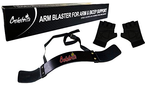 Celebrita Arm Blaster for Arm & Bicep Support   Free Gym Glove - Bicep Curl - Muscle Bomber for Biceps, Triceps, Arm Muscle Strength - Bicep Blaster Heavy Duty for Body Builders & Weightlifters