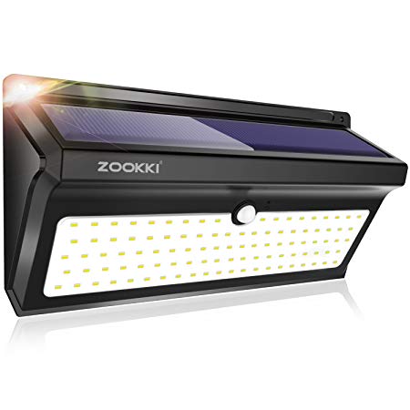 100 LED Solar Lights Outdoor,[Bright 2000 Lumens & Large 125°Motion Sensor Angle] ZOOKKI Waterproof Solar Wall Lights Outdoors for Garden,Driveway,Yard,Garage,Pathway,Deck,Patio