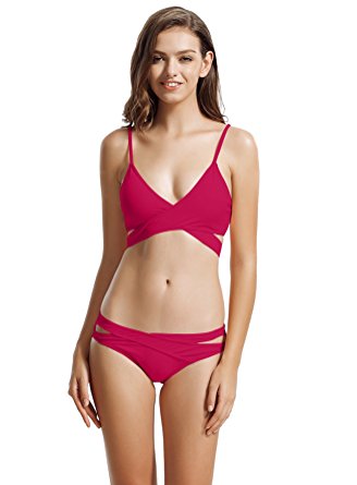 zeraca Women's Sexy Cutout Bottoms Wrap Bikini Bathing Suits