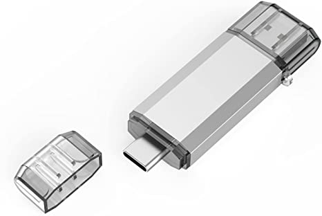 Vansuny 128GB USB C Flash Drive 2 in 1 OTG USB 3.0   USB C Memory Stick with Keychain Dual Type C USB Thumb Drive Photo Stick Jump Drive (Silver)