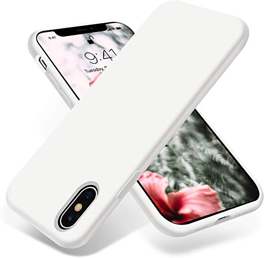 OTOFLY Liquid Silicone Gel Rubber Full Body Protection Shockproof Case for iPhone Xs/iPhone X，Anti-Scratch&Fingerprint Basic-Cases，Compatible with iPhone X/iPhone Xs 5.8 inch (2018), (White)