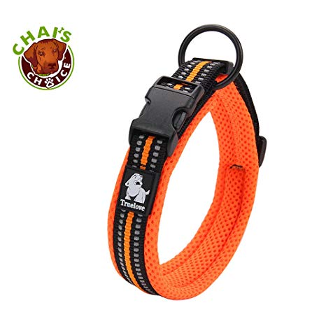 Chai's Choice Best Padded Comfort Cushion 3M Reflective Dog Collar for Small, Medium, and Large Dogs and Pets. Perfect Match for Our Harness and Leash. Please use Sizing Chart at Left!