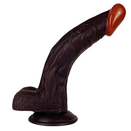 NMC Curved Passion Realistic Dong with Suction Base, 7.5 Inch, Flesh Black