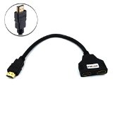 HDMI Male to Dual HDMI Female 1 to 2 Way HDMI Splitter Adapter Cable For HDTV by MOTONG