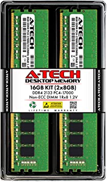 A-Tech 16GB (2x8GB) DDR4 2133MHz DIMM PC4-17000 1Rx8 Single Rank 1.2V CL15 288-Pin Non-ECC UDIMM Desktop RAM Memory Upgrade Kit