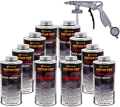 Custom Coat Black 1.75 Gallons Urethane Spray-On Truck Bed Liner Kit with (Free) Custom Coat Spray Gun with Regulator