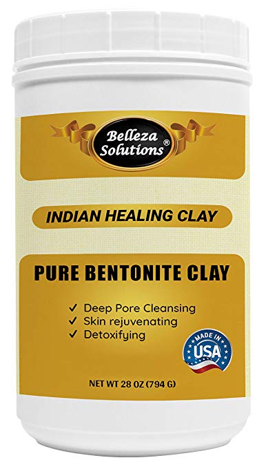 (28 OZ) Belleza Solutions Bentonite Clay (Product of USA) for Detoxifying and Rejuvenating Skin and Hair 28 OZ (794 Gram)