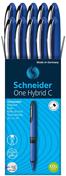 Schneider ONE Hybrid C Rollerball Pen, 0.5mm, Blue, Box of 10 (183203)