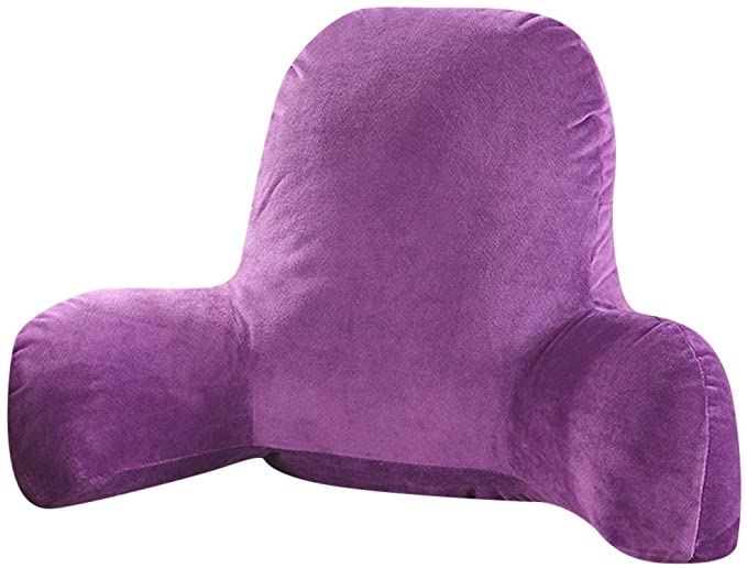 Plush Big Backrest Reading Rest Pillow Bed Adult Backrest Lounge Cushion Back Support for Sitting Up in Bed (Purple)