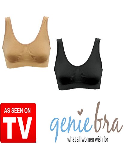 Genie Bra- 2 Pack (Nude and Black)- Large